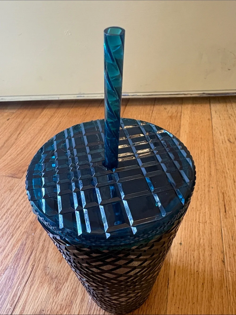Starbucks Iridescent Teal Blue Studded Reusable 16 oz Tumbler with Straw